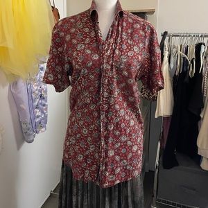 paisley red button down